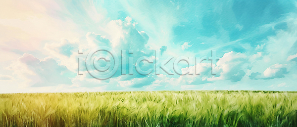 사람없음 JPG 일러스트 구름(자연) 맑음 밭 백그라운드 자연 청보리 청보리밭 초원(자연) 풍경(경치) 하늘