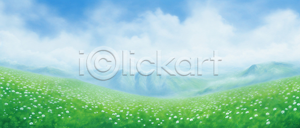 사람없음 JPG 일러스트 구름(자연) 몽환 백그라운드 산 자연 초원(자연) 풍경(경치) 하늘