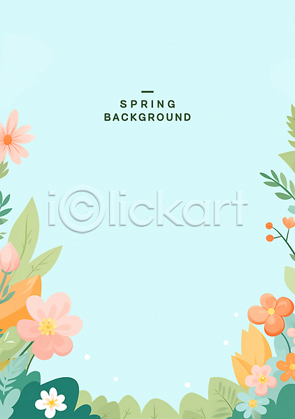 사람없음 PSD 편집이미지 꽃 나뭇잎 백그라운드 봄 봄배경 봄풍경 잎 카피스페이스 포스터 하늘색