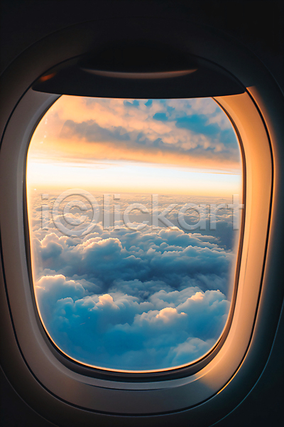 우아함 사람없음 JPG 편집이미지 구름(자연) 노을 비행기 비행기내부 창문 하늘