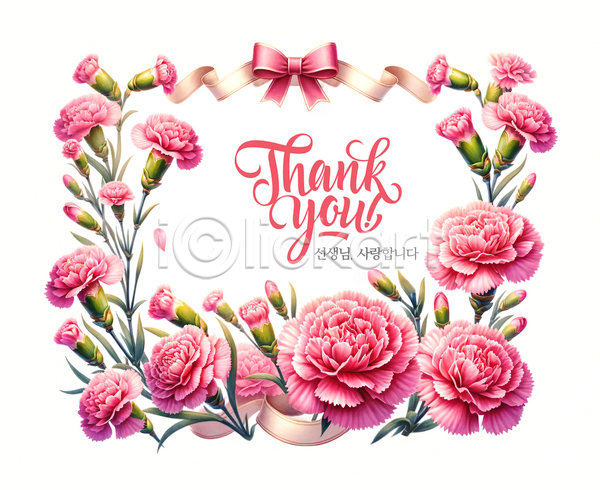 감사 사랑 사람없음 PSD 템플릿 교사 꽃 배너 분홍색 스승의날 카네이션 프레임