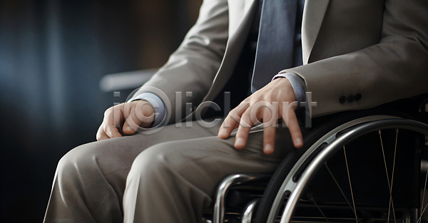 남자 성인 성인남자한명만 한명 JPG 편집이미지 백그라운드 승차 앉기 장애인 정장 휠체어