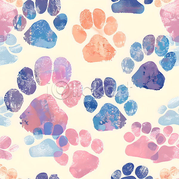 사람없음 JPG 편집이미지 동물 발바닥 발자국 백그라운드 붓터치 얼룩 컬러풀 패턴 페인팅
