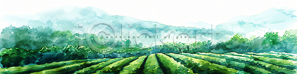 사람없음 PSD 편집이미지 나무 봄 수채화(물감) 싱그러움 여름(계절) 자연 초록색 풍경(경치)