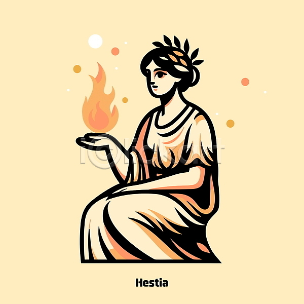 성인 성인여자한명만 여자 한명 AI(파일형식) 일러스트 그리스로마신화 신(종교) 신화 여신 헤스티아