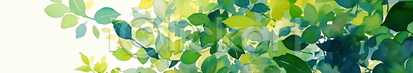 사람없음 JPG 일러스트 배너 봄 와이드컷 잎 자연 초록색
