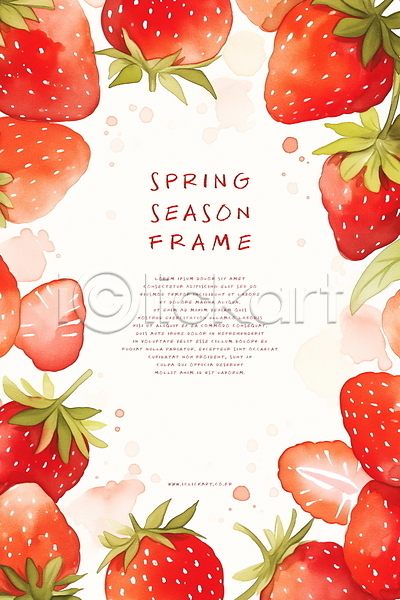사람없음 PSD 일러스트 꽃잎 디자인 딸기 봄 빨간색 장식 프레임