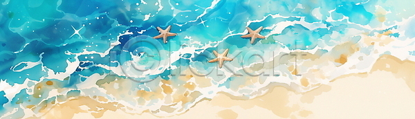 평화 휴식 사람없음 JPG 일러스트 모래 별빛 여름(계절) 파도 파란색 해변