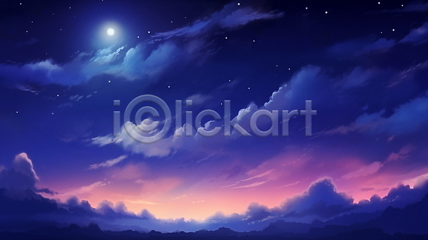 감성 사람없음 JPG 편집이미지 구름(자연) 달빛 밤하늘 배너 백그라운드 별 보라색 산 새벽 야경 자연 풍경(경치)