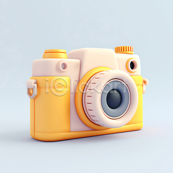 귀여움 사람없음 3D JPG 편집이미지 노란색 복고 오브젝트 카메라 한개
