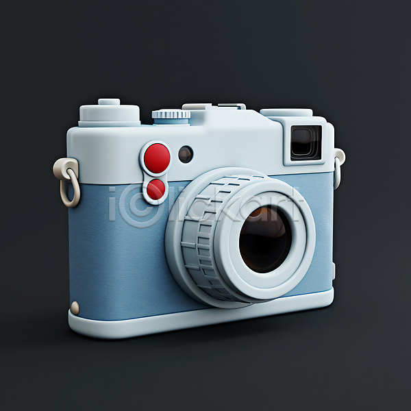 귀여움 사람없음 3D JPG 아이콘 편집이미지 복고 오브젝트 카메라 파란색 한개