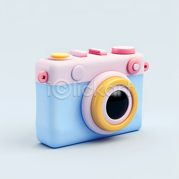 귀여움 사람없음 3D JPG 아이콘 편집이미지 복고 오브젝트 카메라 파란색 한개