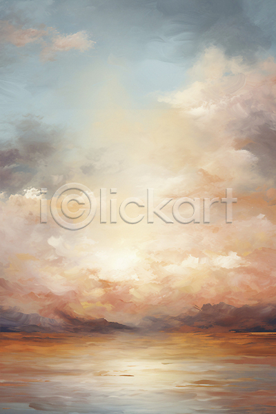 빈티지 사람없음 JPG 디지털합성 편집이미지 구름(자연) 그림 백그라운드 유화 태양 하늘