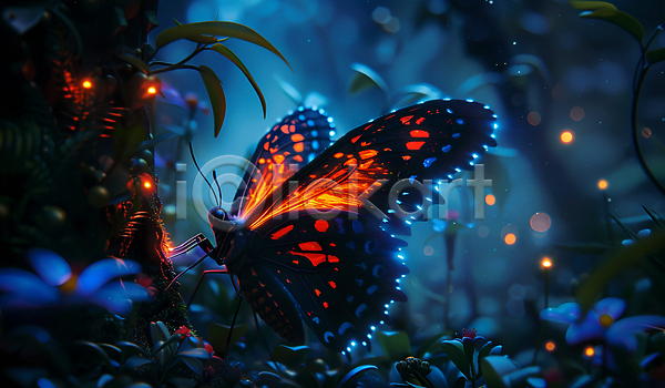 사람없음 JPG 편집이미지 곤충 나비 달빛 숲 야간 이야기