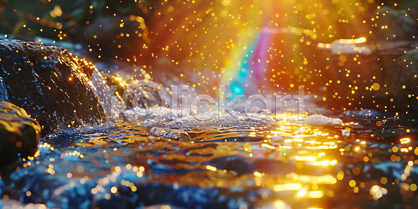 사람없음 JPG 편집이미지 돌(바위) 무지개 물 물결 물방울 바다 반짝임 수면 야외 자연 햇빛