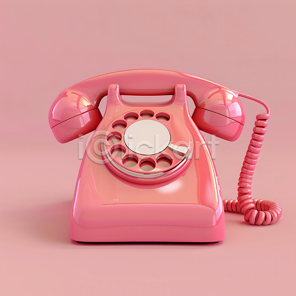 사람없음 3D JPG 편집이미지 광택 다이얼 분홍색 전화기