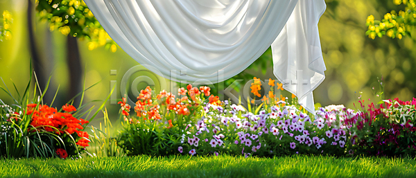 분위기 사람없음 JPG 디지털합성 편집이미지 꽃 나무 백그라운드 봄 자연 잔디 정원 천(직물) 햇빛