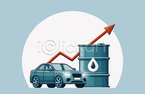 상승 사람없음 JPG 편집이미지 경제 기름값 기름통 석유 석유통 시세 에너지 연료 자동차 자원 파란색 화살표 휘발유