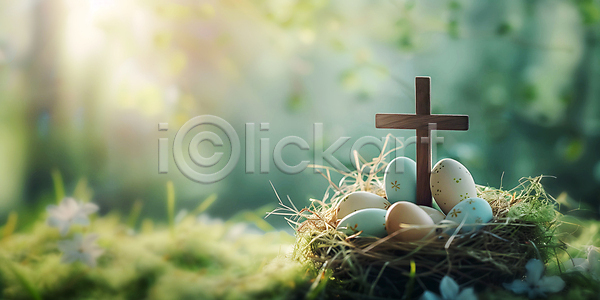 축하 평화 사람없음 JPG 편집이미지 계란 기독교 둥지 백그라운드 봄 부활절 부활절계란 십자가 초록색 축제 카피스페이스 풍경(경치)