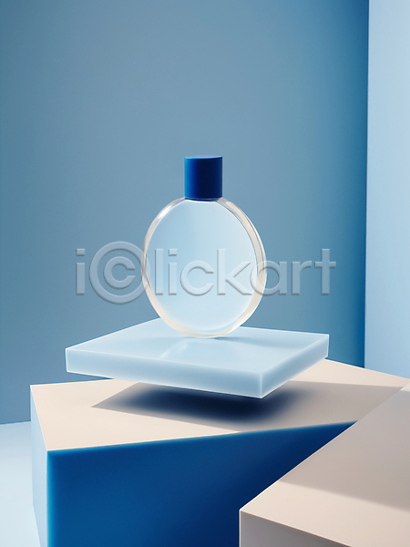 사람없음 JPG 디지털합성 편집이미지 공병 모던 목업 뷰티 세련된 심플 파란색 편집소스 향수 화장품