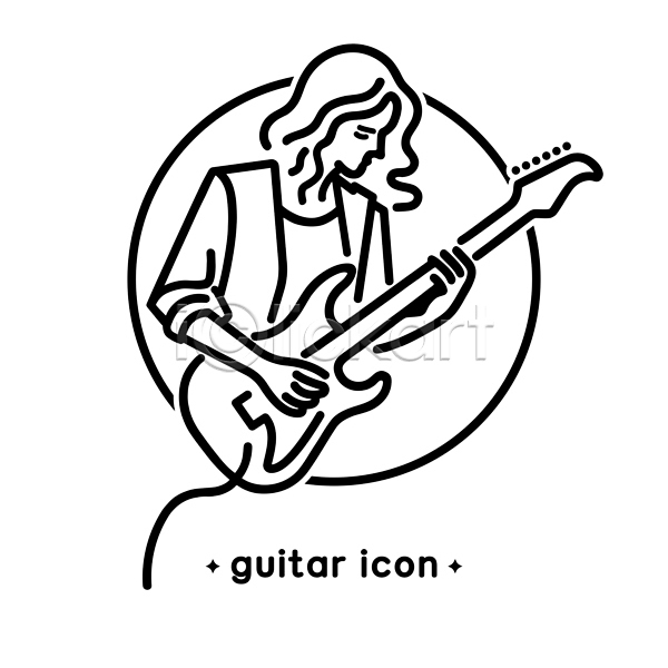 남자 성인 성인남자한명만 한명 AI(파일형식) 라인아이콘 아이콘 기타 들기 악기 연주 일렉기타