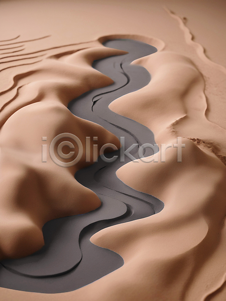 사람없음 JPG 디지털합성 편집이미지 모래 물길 미니멀 베이지색 사막 심플 자연 점토 클레이아트 편집소스
