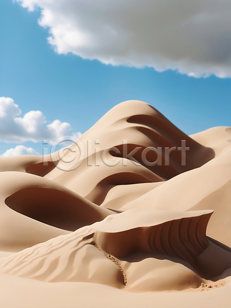 사람없음 JPG 디지털합성 편집이미지 구름(자연) 모래언덕 미니멀 사막 자연 점토 클레이아트 편집소스