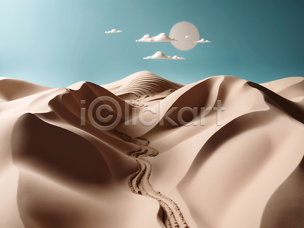 사람없음 JPG 디지털합성 편집이미지 구름(자연) 달 모래언덕 미니멀 사막 심플 자연 점토 클레이아트 편집소스