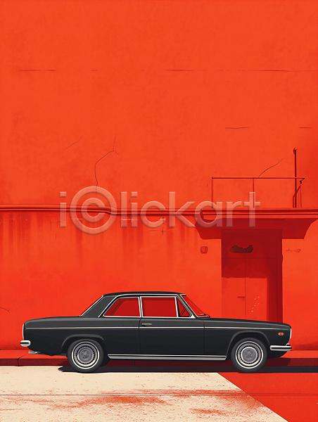사람없음 JPG 디지털합성 편집이미지 거리 도로 도시 도시풍경 모던 백그라운드 벽 빨간색 심플 자동차 편집소스 풍경(경치)