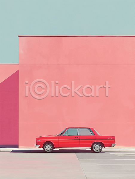 사람없음 JPG 디지털합성 편집이미지 거리 도로 도시 도시풍경 모던 백그라운드 벽 분홍색 심플 자동차 편집소스 풍경(경치)