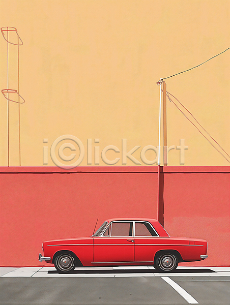 사람없음 JPG 디지털합성 편집이미지 거리 노란색 도로 도시 도시풍경 모던 백그라운드 벽 빨간색 심플 자동차 편집소스 풍경(경치)
