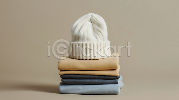 사람없음 JPG 디지털합성 편집이미지 겨울옷 니트 모자(잡화) 스웨터 쌓기 옷 옷장정리 정리 털모자
