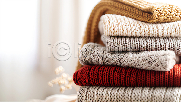 사람없음 JPG 디지털합성 편집이미지 겨울옷 니트 스웨터 쌓기 옷 옷장정리 정리