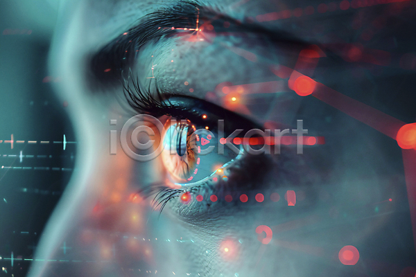 스마트 신체부위 JPG 디지털합성 편집이미지 눈(신체부위) 디지털 보안 빨간색 생체인식기술 신분증 홍채인식