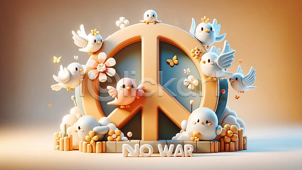평화 사람없음 3D JPG 편집이미지 금지 꽃 나비 단상 베이지색 비둘기 전쟁 피스마크