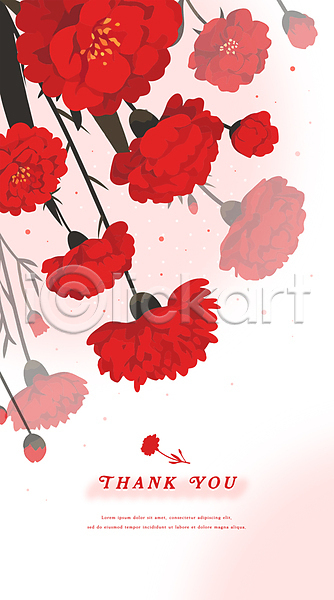 감사 축하 사람없음 AI(파일형식) 일러스트 가정의달 기념 꽃봉오리 꽃잎 백그라운드 빨간색 선물 잎 카네이션 카피스페이스 타이포그라피