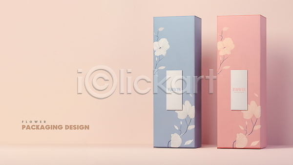 우아함 사람없음 PSD 디지털합성 편집이미지 꽃무늬 두개 디자인 목업 분홍색 상자 선물 세련 심플 파란색 패키지 편집소스 포장지