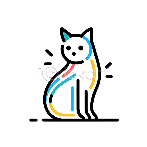 귀여움 사람없음 AI(파일형식) 아이콘 고양이 미니멀 선 심플 컬러풀