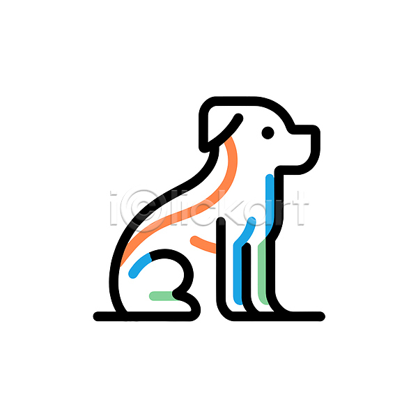 귀여움 사람없음 AI(파일형식) 아이콘 강아지 미니멀 선 심플 컬러풀