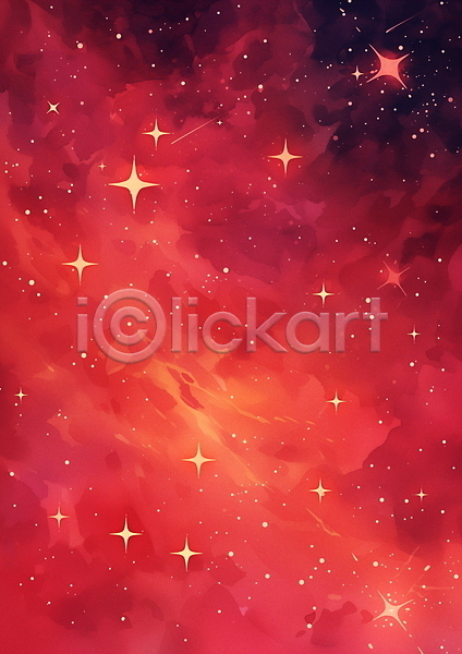 사람없음 JPG 일러스트 갤럭시 구름(자연) 반짝임 백그라운드 별 빨간색 성운 수채화(물감) 우주 은하수(은하) 팬시 하늘
