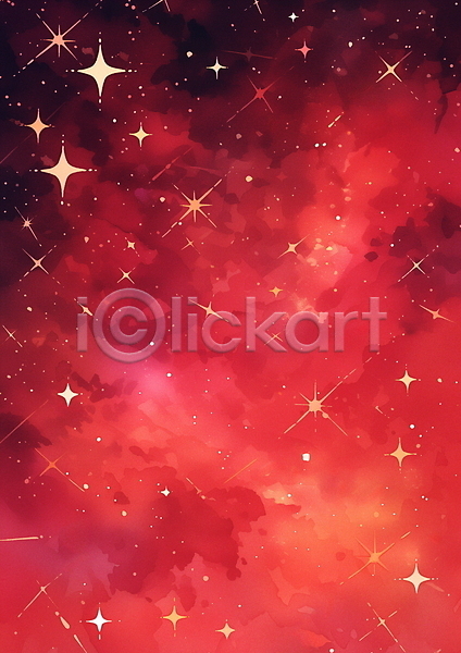 사람없음 JPG 일러스트 갤럭시 구름(자연) 반짝임 백그라운드 별 빨간색 성운 수채화(물감) 우주 은하수(은하) 팬시 하늘