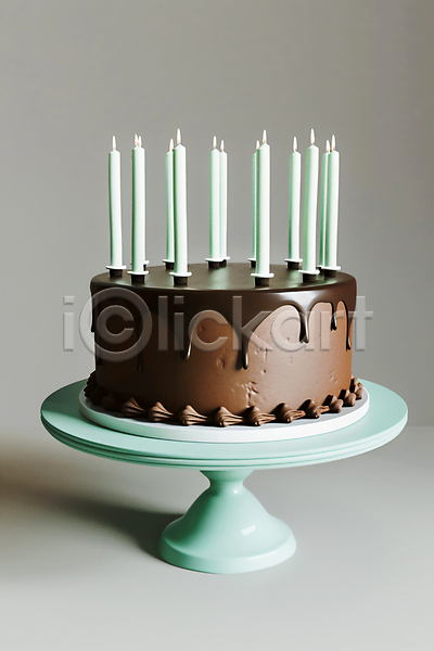사람없음 3D JPG 편집이미지 생일초 생일축하 생일케이크 음식 장식 초코케이크 촛불 케이크스탠드 한개