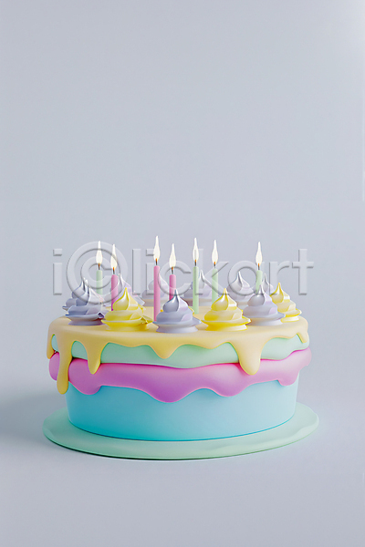 사람없음 3D JPG 편집이미지 생일초 생일축하 생일케이크 음식 장식 촛불 파스텔톤 한개