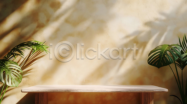 사람없음 JPG 디지털합성 편집이미지 그림자 몬스테라 백그라운드 베이지색 벽 실내 잎 초록색 카피스페이스 탁자 편집소스 햇빛 휴식처