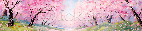 사람없음 JPG 일러스트 꽃길(풍경) 꽃잎 백그라운드 벚꽃 벚나무 봄 봄꽃 봄풍경 분홍색 산책로 풍경(경치)
