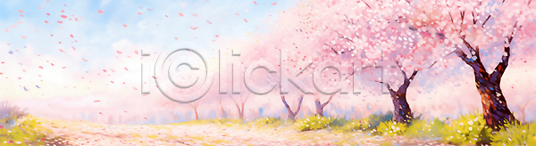 사람없음 JPG 일러스트 꽃길(풍경) 꽃잎 백그라운드 벚꽃 벚나무 봄 봄꽃 봄풍경 분홍색 산책로 풍경(경치)