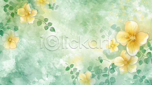 사람없음 JPG 일러스트 꽃 꽃밭 백그라운드 봄 잎 초록색 카피스페이스