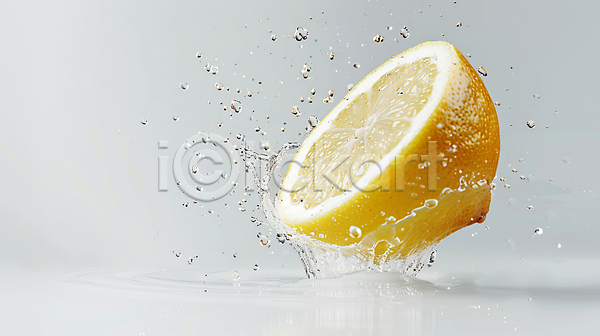 사람없음 JPG 편집이미지 과일 단면 레몬 물 반쪽 스플래쉬 슬라이스 조각 편집소스