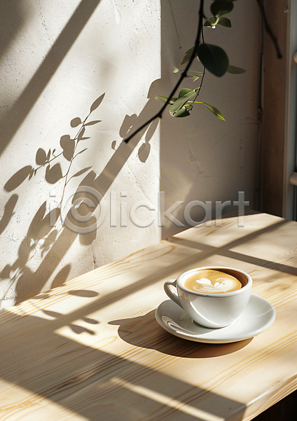 여유 휴식 사람없음 JPG 편집이미지 공간 그림자 나뭇가지 나뭇잎 카페 커피 커피잔 탁자 햇빛