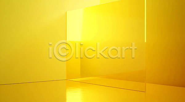 사람없음 3D JPG 디지털합성 편집이미지 노란색 모던 반사 백그라운드 빛 유리 지오메트릭 추상 투명 편집소스